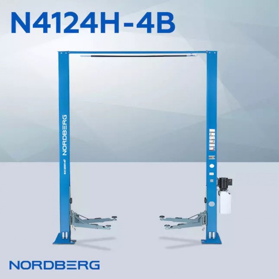 Двухстоечный подъемник NORDBERG N4124H-4B с верхней синхронизацией, г/п 4 т, 380 В (Синий)